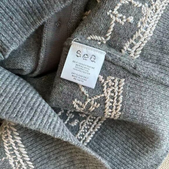 Classic Sea New York Edin Cardigan Small Gray Grey Knit Embroidered Wool - Picture 11 of 16